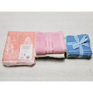Lot Of 11 Washcloth Towel Set / Face Cloths 100% Cotton Absorbent Kitchen